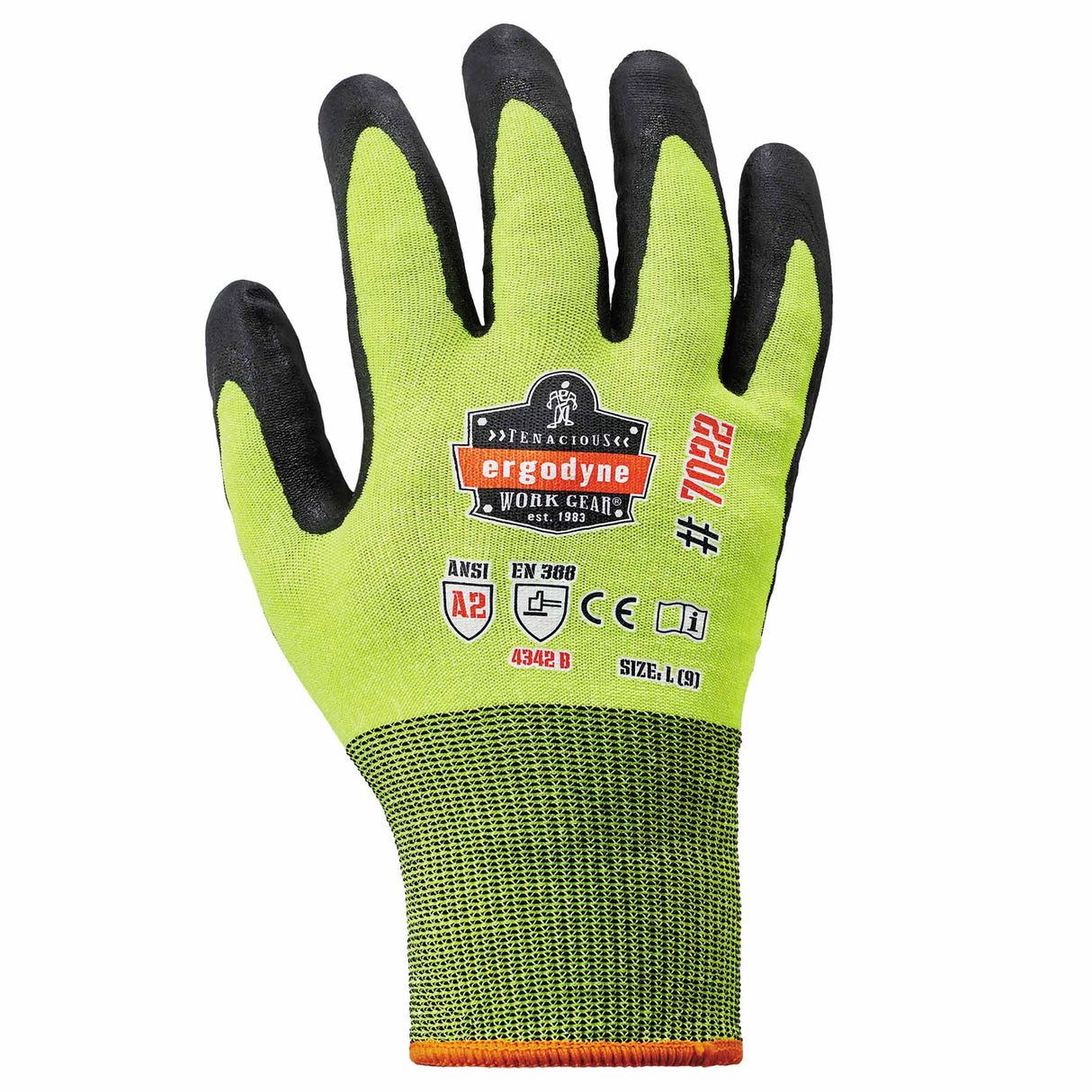 Ergodyne 17873 7022-CASE M Lime ANSI A2 Nitrile-Coated CR Gloves - DSX 144-Pair - 2