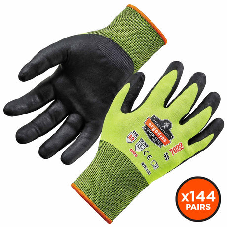 Ergodyne 17875 7022-CASE XL Lime ANSI A2 Nitrile-Coated CR Gloves - DSX 144-Pair