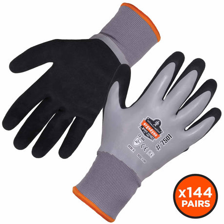 Ergodyne 17935 7501-CASE XL Gray Coated Waterproof Winter Gloves 144-Pair