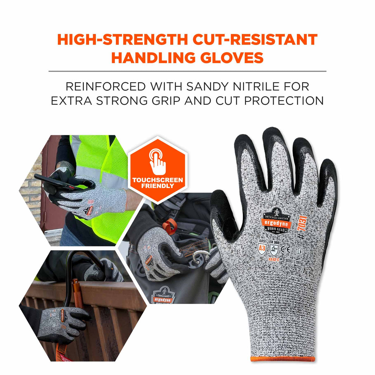 Ergodyne 17983 7031 M Gray ANSI A3 Nitrile-Coated CR Gloves - 4