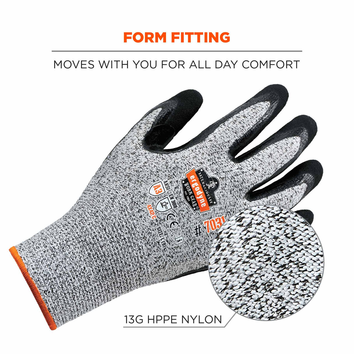 Ergodyne 17983 7031 M Gray ANSI A3 Nitrile-Coated CR Gloves - 7