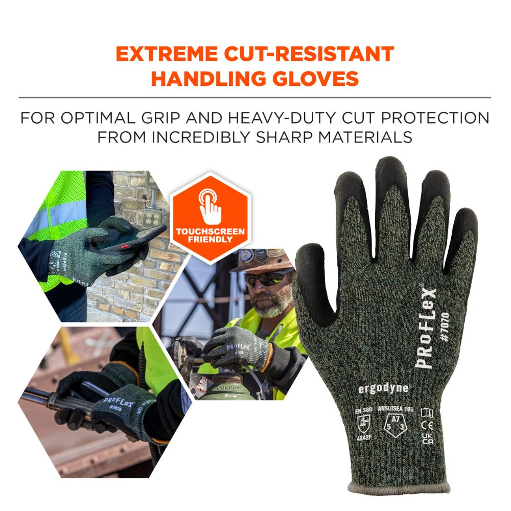 Ergodyne 18032 #7070 12-pair S Green ANSI A7 Nitrile Coated CR Gloves - 2