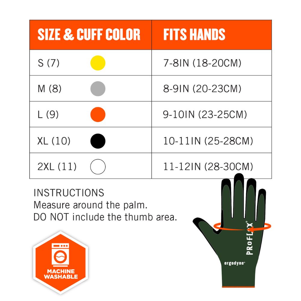 Ergodyne 18032 #7070 12-pair S Green ANSI A7 Nitrile Coated CR Gloves - 6