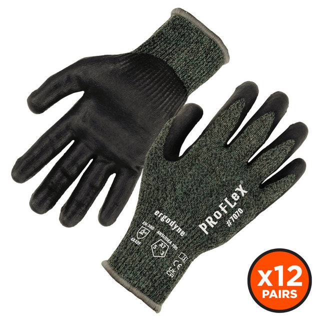 Ergodyne 18033 #7070 12-pair M Green ANSI A7 Nitrile Coated CR Gloves