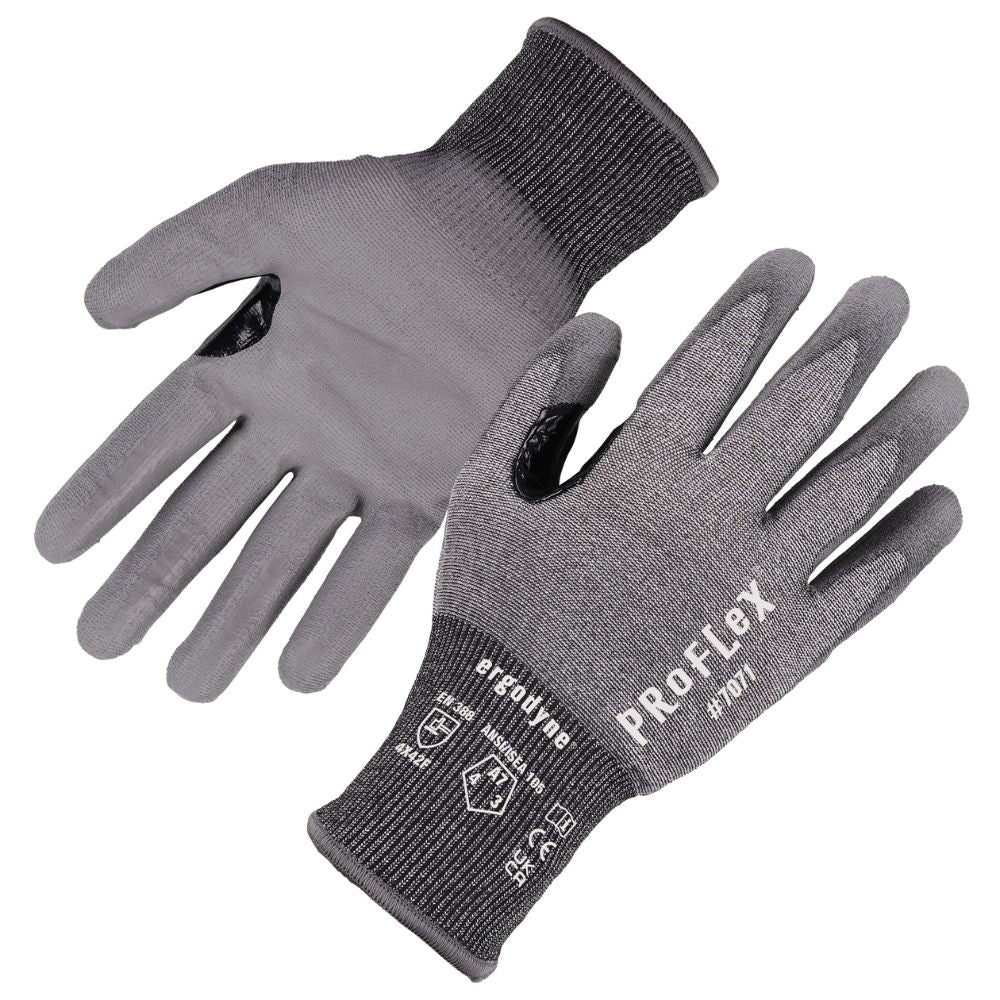 Ergodyne 18072 #7071 1-pair S Gray ANSI A7 PU Coated CR Gloves