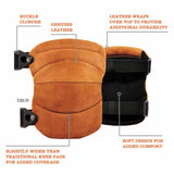 Ergodyne 18232 230LTR  Brown Leather Knee Pads - Wide Soft Cap - 4