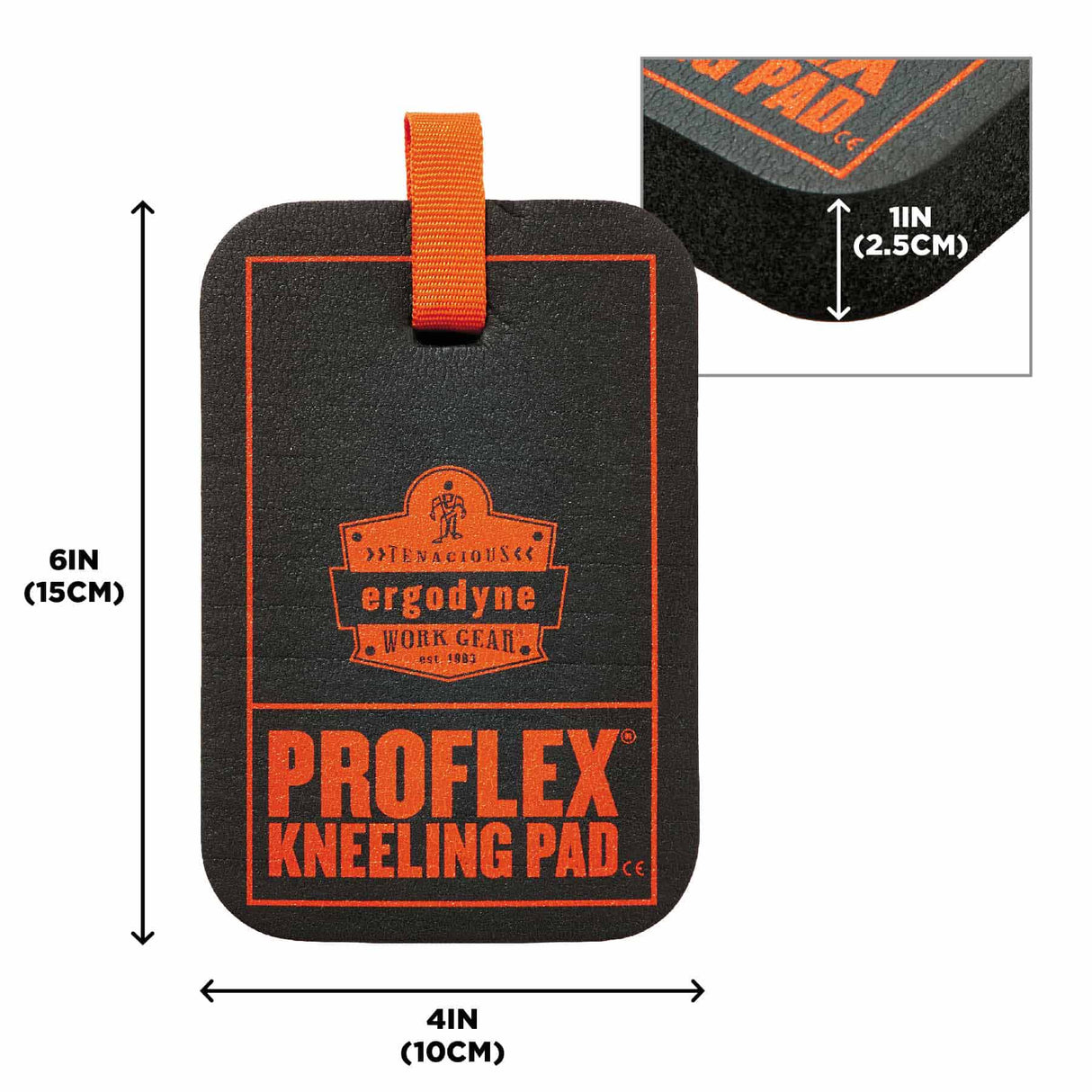 Ergodyne 18465 365 Grabber Black Mini Foam Kneeling Pad - 1in - 6