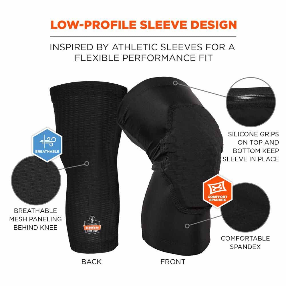 Ergodyne 18527 525 L/XL Black Lightweight Knee Sleeves Pair - 3