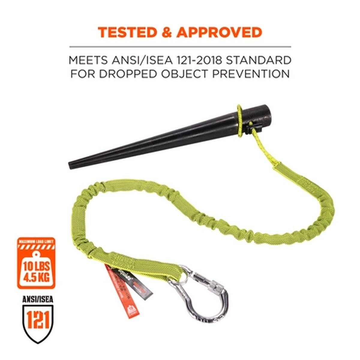 Ergodyne 19003 Squids 3100 Single Carabiner Tool Lanyard 35" to 42" 10 lb Capacity - 2