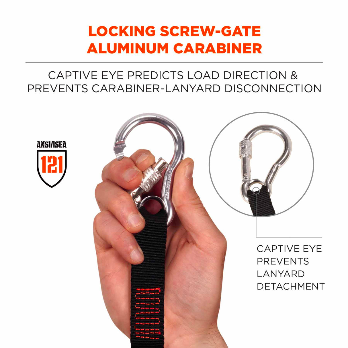 Ergodyne 19005 3105 Standard Black Lanyard - Carabiner + Loop - 15lbs - 4