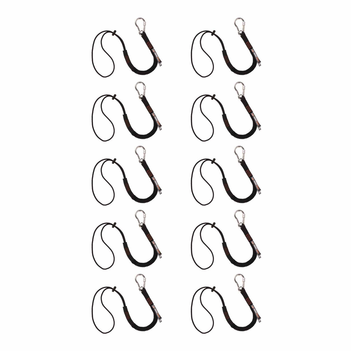 Ergodyne 19010 3105-10PK Standard Black Lanyard - Carabiner + Loop - 15lbs 10-Pack