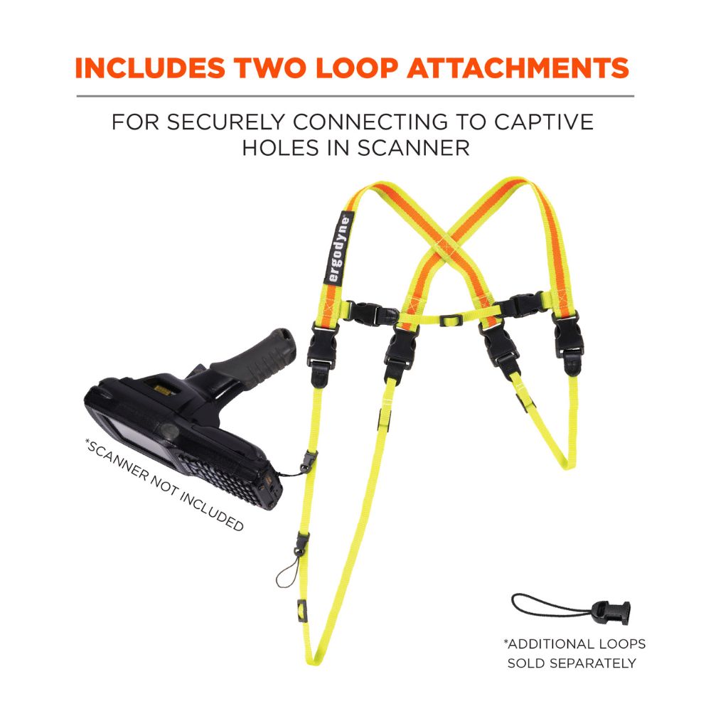 Ergodyne 19133 #3132 S Hi-Vis Lime Barcode Scanner Lanyard Harness - 3