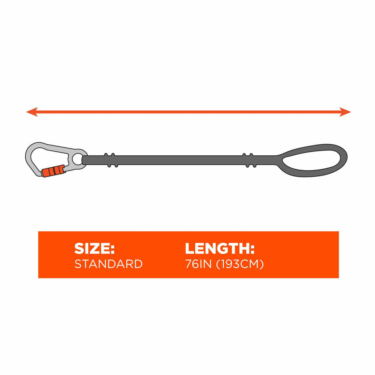 Ergodyne 19148 3148 Standard Orange Lanyard - XL Carabiner + Loop - 80lbs - 10