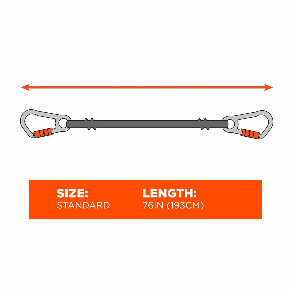 Ergodyne 19149 3149 Standard Orange Lanyard - XL Carabiner + Swivel Carabiner - 80lbs - 12