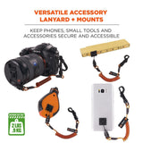 Ergodyne 19160 #3151 Orange and Black Coil Lanyard plus Mini Adhesive Mounts - 2