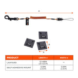 Ergodyne 19160 #3151 Orange and Black Coil Lanyard plus Mini Adhesive Mounts - 6