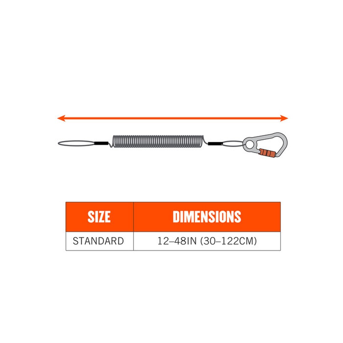Ergodyne 19161 Squids 3156 Coil Tool Lanyard with Single Carabiner 2 lb - 2