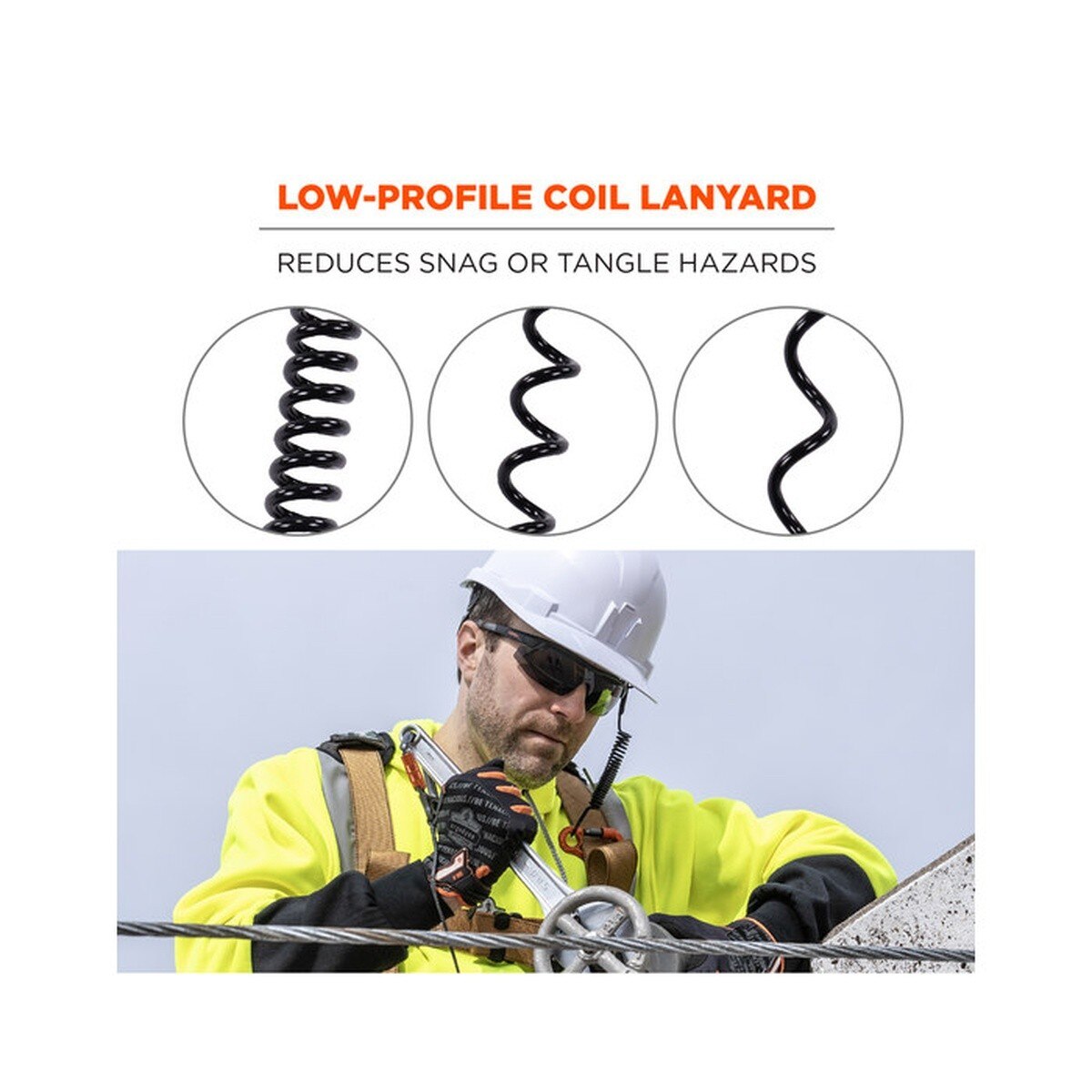 Ergodyne 19161 Squids 3156 Coil Tool Lanyard with Single Carabiner 2 lb - 9