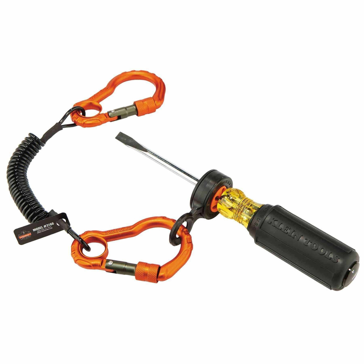 Ergodyne 19162 3166  Black Coil Lanyard - Dual Carabiners - 2lbs - 2
