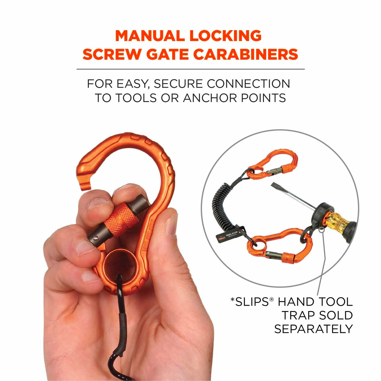 Ergodyne 19162 3166  Black Coil Lanyard - Dual Carabiners - 2lbs - 6