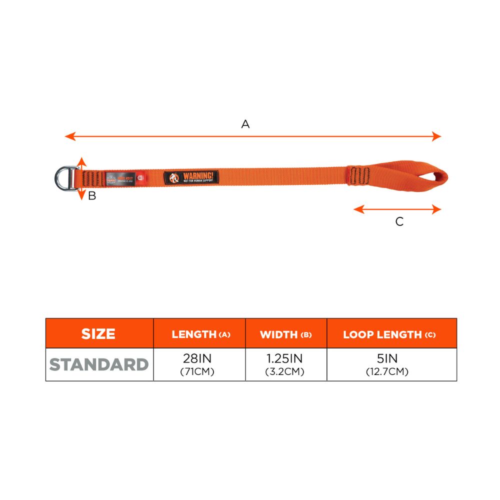 Ergodyne 19195 #3177 Orange Anchor Choke Strap - 60lbs / 27kg - 6