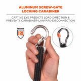 Ergodyne 19202 3100-BULK Standard Black Lanyard - Carabiner + Loop - 10lbs 10-Pack - 7