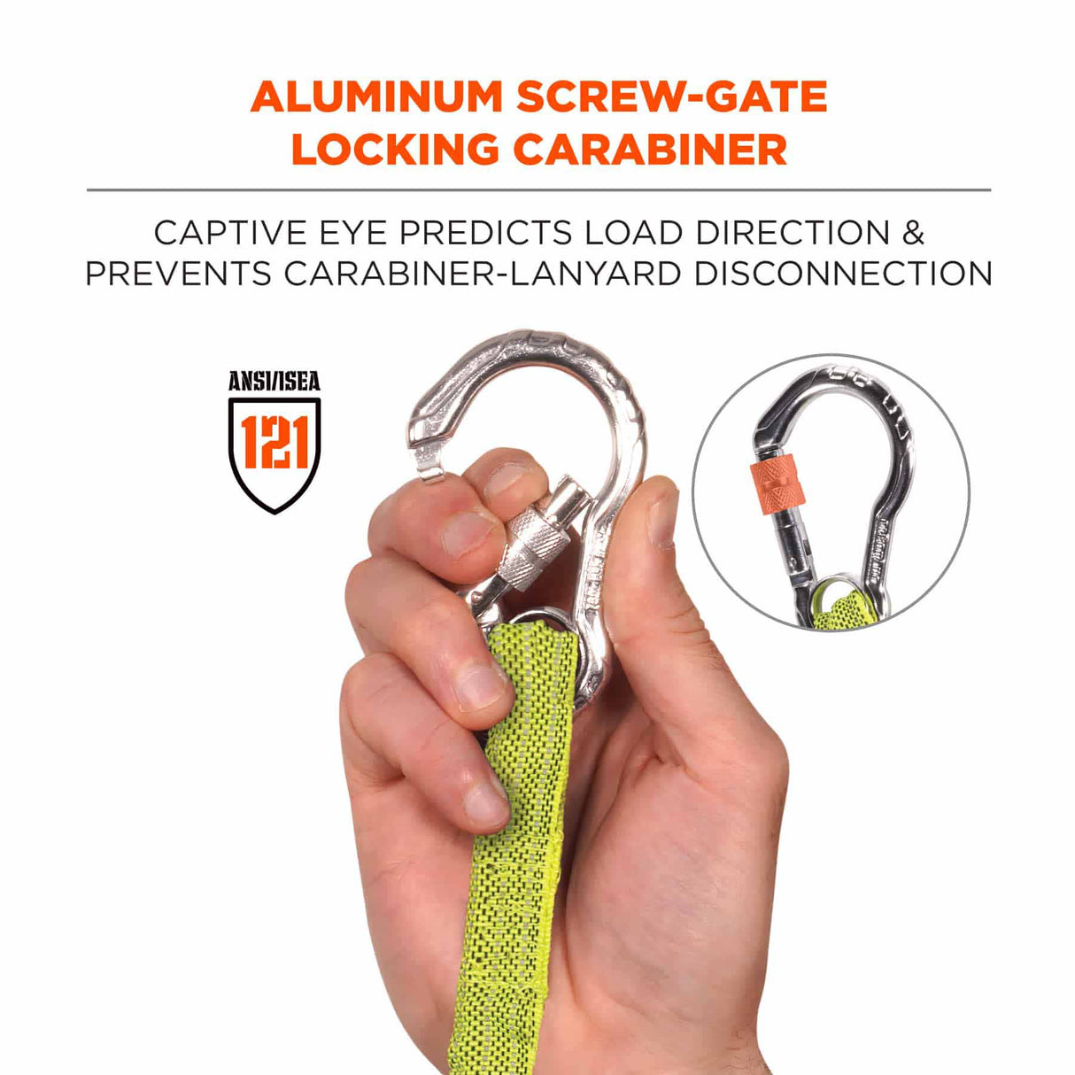 Ergodyne 19205 3100-100PK Standard Lime Lanyard - Carabiner + Loop - 10lbs 100-Pack - 6