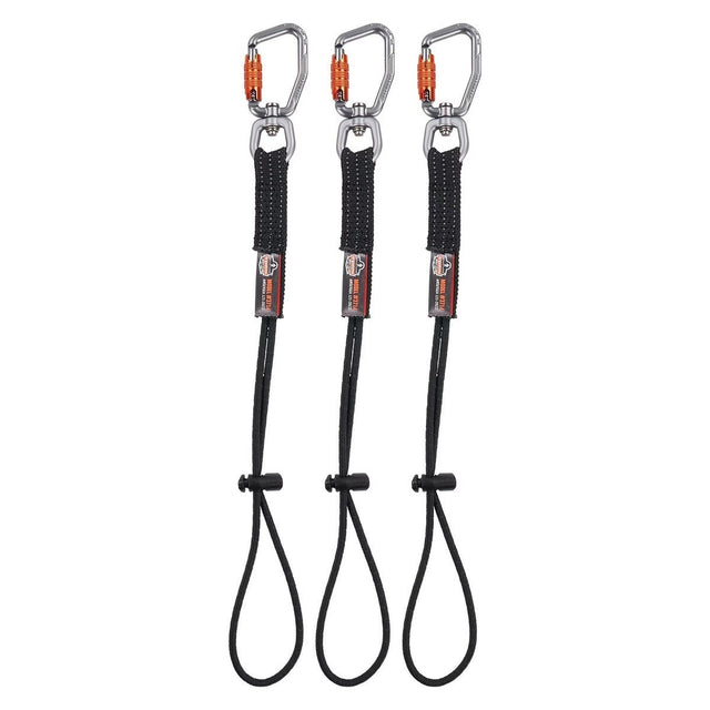 Ergodyne 19766 15" Elastic Tool Tail Lanyard with Carabiner and Cinch Loop 10 lb. (3 Pack)