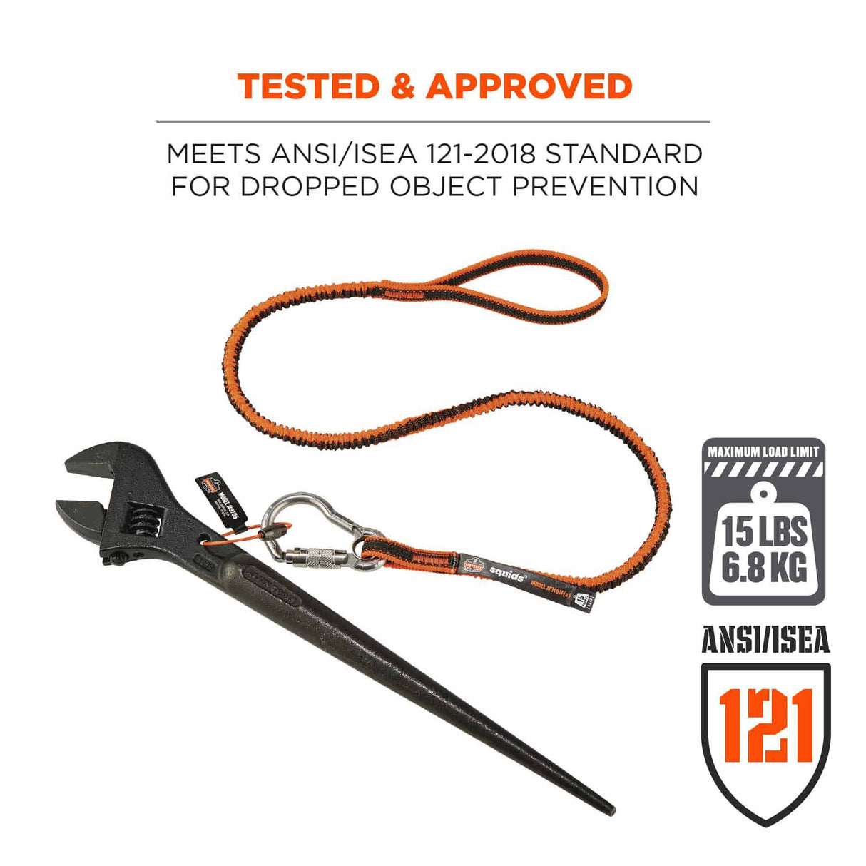 Ergodyne 19803 3101F(x) Standard Orange and Gray Lanyard - SS Carabiner + Loop - 15lbs - 2