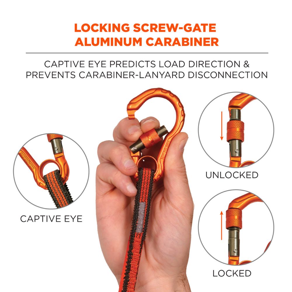 Ergodyne 19804 #3104F(x) Standard Orange and Gray Tool Lanyard - Carabiner Choke Loop - 10lbs - 3