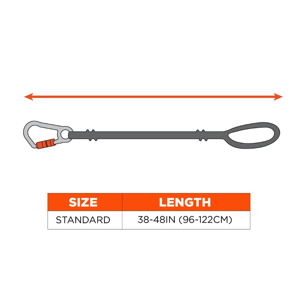 Ergodyne 19804 #3104F(x) Standard Orange and Gray Tool Lanyard - Carabiner Choke Loop - 10lbs - 6