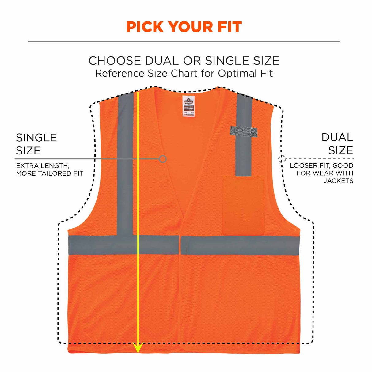 Ergodyne 21011 8210HL XS Orange Class 2 Economy Mesh Vest - H+L - 3