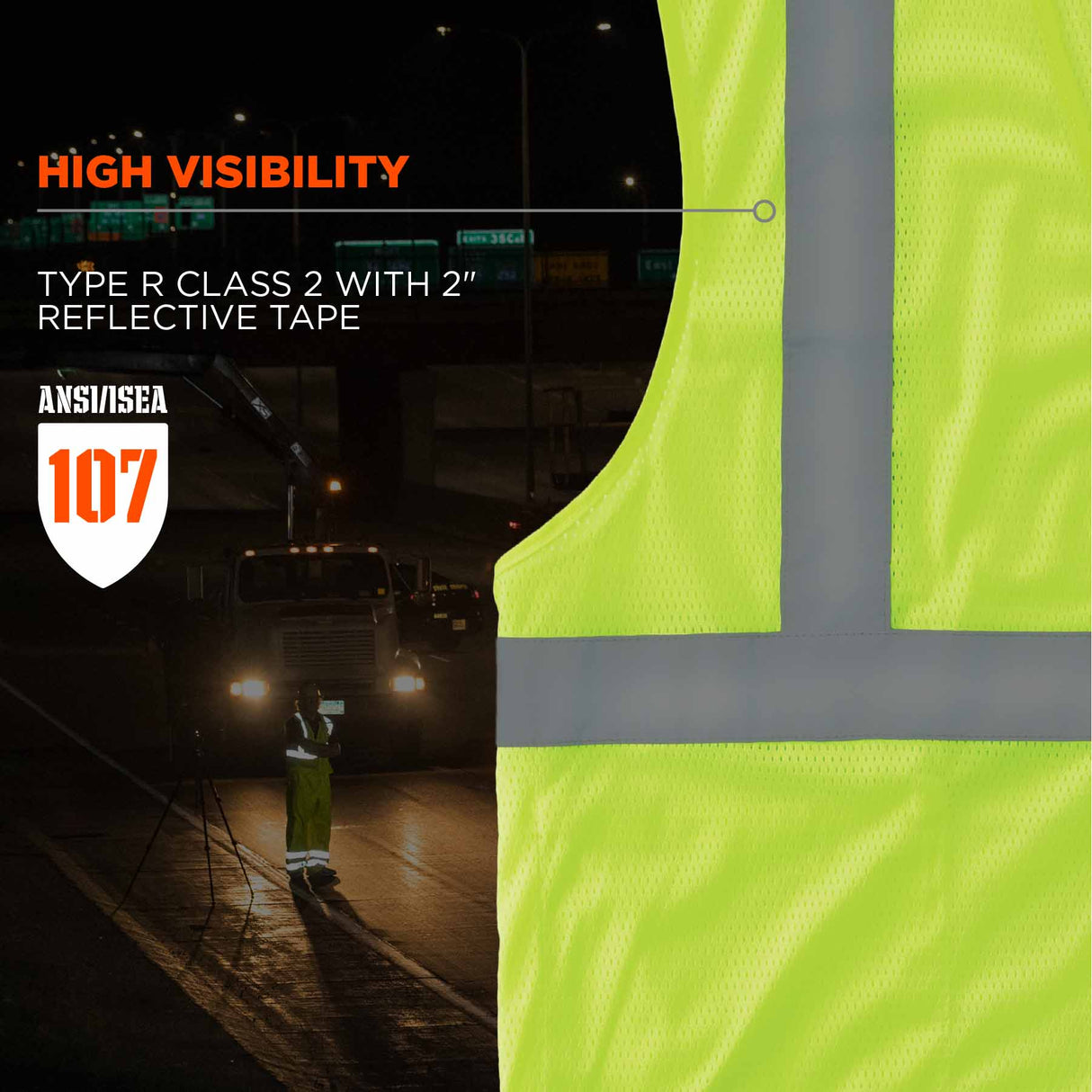 Ergodyne 21021 8210HL XS Lime Class 2 Economy Mesh Vest - H+L - 8