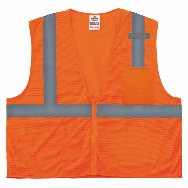 Ergodyne 21041 8210Z XS Orange Class 2 Economy Mesh Vest - Zipper