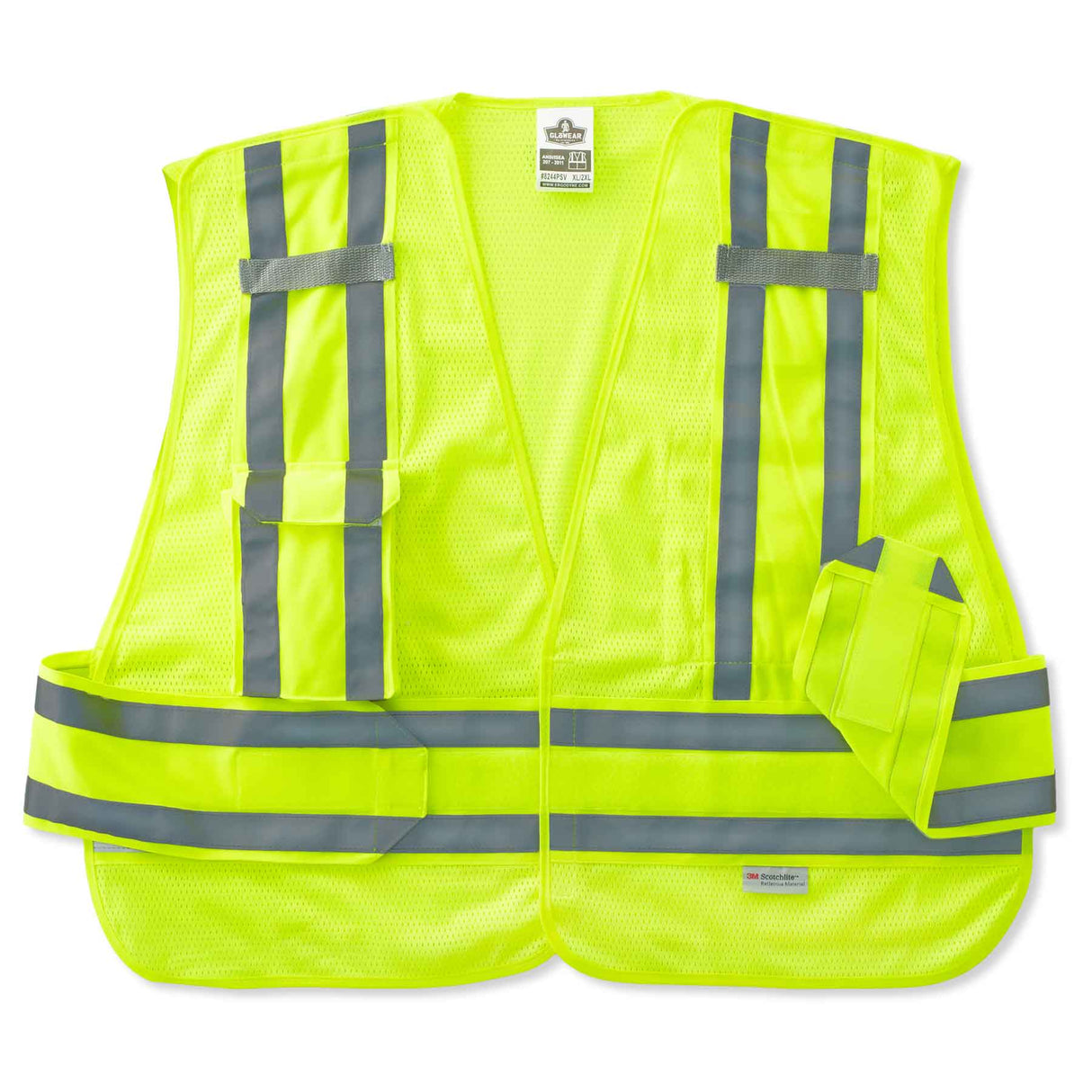 Ergodyne 21366 GloWear 8244PSV Type P Class 2 Expandable Public Safety Vest, XL/2XL, HV Lime - 2