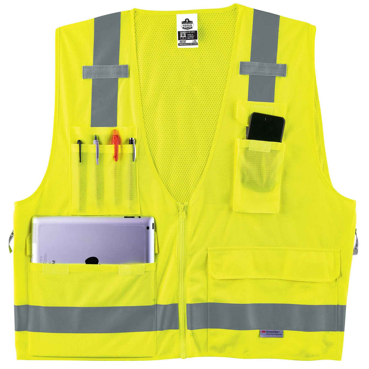 Ergodyne 21423 GloWear 8250Z Type R Class 2 Surveyors Vest, Small/Medium, HV Lime - 3