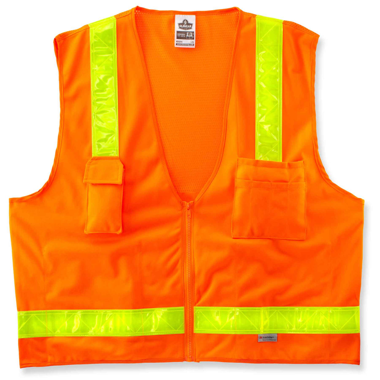 Ergodyne 21433 GloWear 8250ZHG Type R Class 2 Hi-Gloss Surveyors Vest, Small/Medium, HV Orange - 2