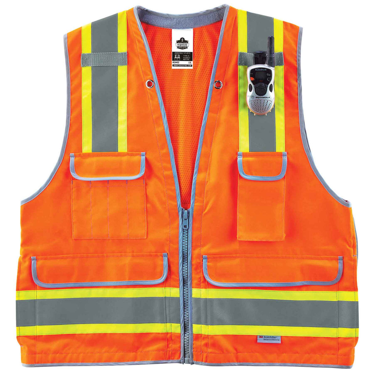 Ergodyne 21453 GloWear 8254HDZ Type R Class 2 Heavy-Duty Surveyors Vest, Small/Medium, HV Orange - 2