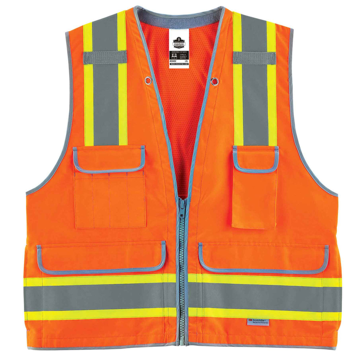 Ergodyne 21453 GloWear 8254HDZ Type R Class 2 Heavy-Duty Surveyors Vest, Small/Medium, HV Orange - 5