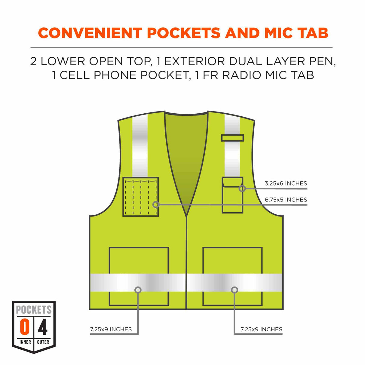 Ergodyne 21487 8262FRZ 2XL/3XL Lime Class 2 FR Surveyor Vest - Zipper - 5