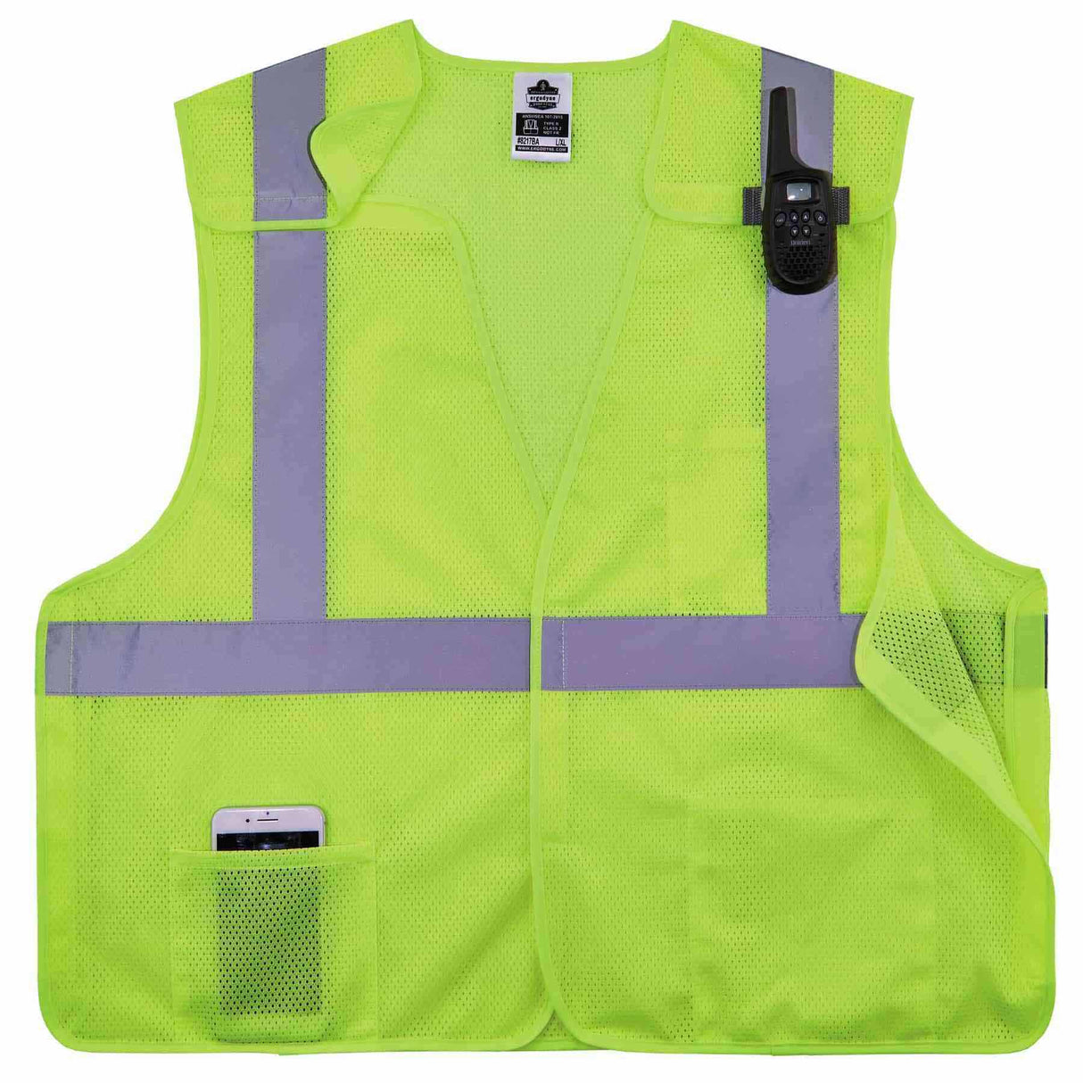 Ergodyne 21523 8217BA S/M Lime Class 2 Breakaway Mesh Vest - 3