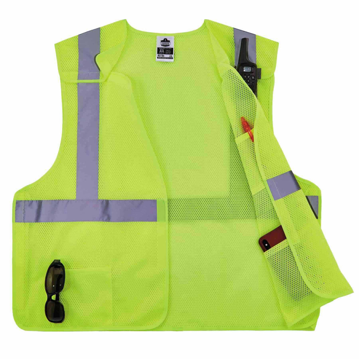 Ergodyne 21527 8217BA 2XL/3XL Lime Class 2 Breakaway Mesh Vest - 4