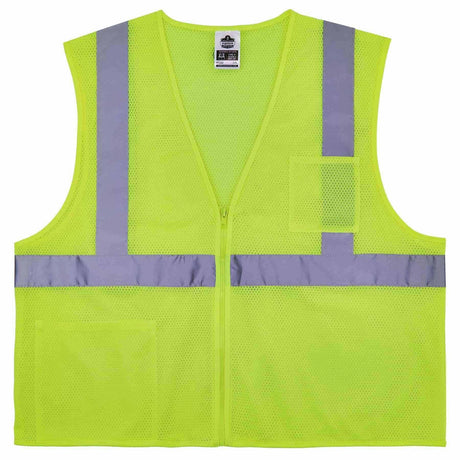 Ergodyne 21575 8256Z L/XL Lime Class 2 Self-Extinguishing Vest - Zipper