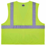 Ergodyne 21577 8256Z 2XL/3XL Lime Class 2 Self-Extinguishing Vest - Zipper - 2