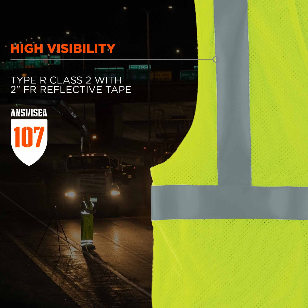 Ergodyne 21865 8263FRHL L/XL Lime Class 2 FR Safety Vest - H+L - Economy - 8