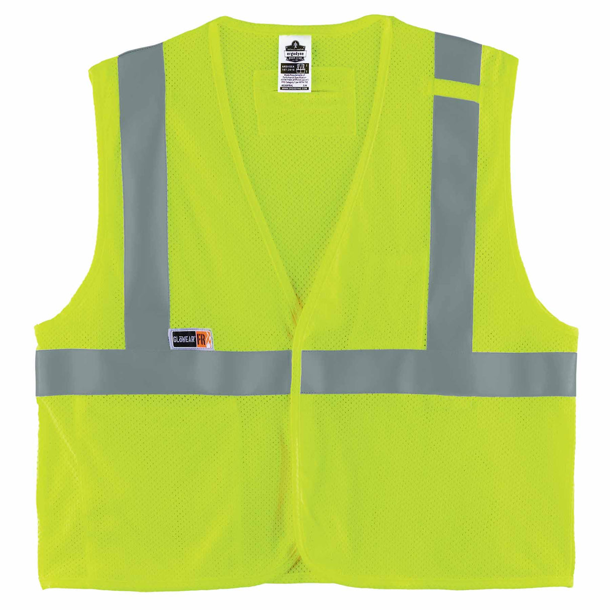 Ergodyne 21869 8263FRHL 4XL/5XL Lime Class 2 FR Safety Vest - H+L - Economy