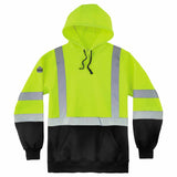 Ergodyne 21884 8373 L Lime Class 3 Hooded Sweatshirt Black Bottom