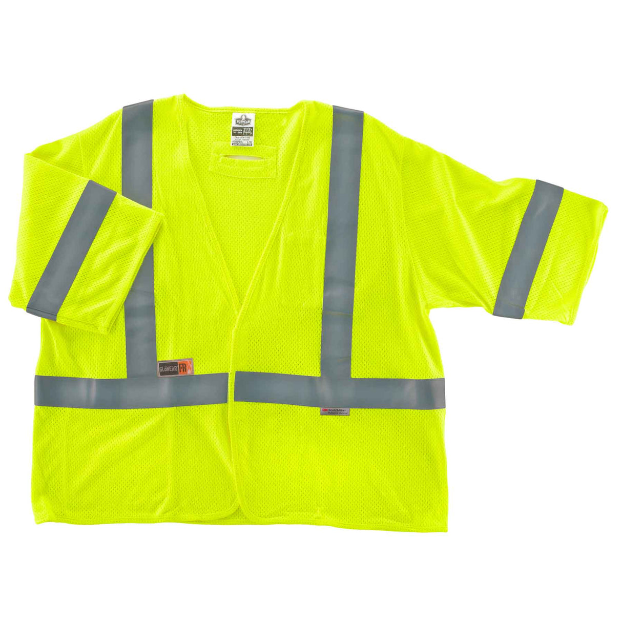 Ergodyne 22213 GloWear 8356FRHL Type R Class 3 FR Modacrylic Vest, Small/Medium, HV Lime - 2