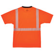 Ergodyne 22582 GloWear 8280BK Type R Class 2 Black Front Performance T-Shirt, Small, HV Orange