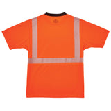 Ergodyne 22582 GloWear 8280BK Type R Class 2 Black Front Performance T-Shirt, Small, HV Orange